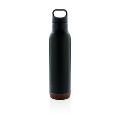 Vue Bouteille isotherme étanche avec finition liège de couleur noir| Krokrodeal