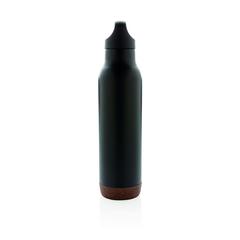 Vue Bouteille isotherme étanche avec finition liège de couleur noir| Krokrodeal