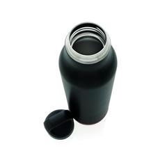 Vue Bouteille isotherme étanche avec finition liège de couleur noir| Krokrodeal
