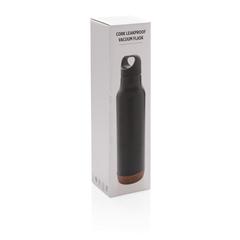 Vue Bouteille isotherme étanche avec finition liège de couleur noir| Krokrodeal