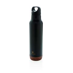 Vue Bouteille isotherme étanche avec finition liège de couleur noir| Krokrodeal