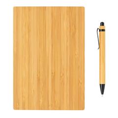 Vue Set carnets de notes A5 et stylo en bambou de couleur marron| Krokrodeal
