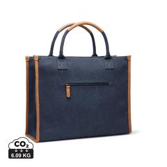 Vue VINGA Sacoche ordinateur en toile recyclée RCS Bosler de couleur bleu| Krokrodeal