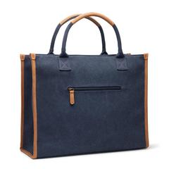 Vue VINGA Sacoche ordinateur en toile recyclée RCS Bosler de couleur bleu| Krokrodeal