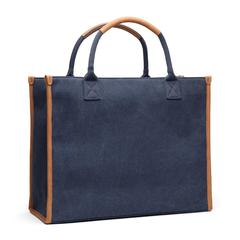 Vue VINGA Sacoche ordinateur en toile recyclée RCS Bosler de couleur bleu| Krokrodeal