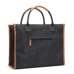 Vue VINGA Sacoche ordinateur en toile recyclée RCS Bosler de couleur noir| Krokrodeal