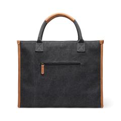 Vue VINGA Sacoche ordinateur en toile recyclée RCS Bosler de couleur noir| Krokrodeal