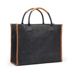 Vue VINGA Sacoche ordinateur en toile recyclée RCS Bosler de couleur noir| Krokrodeal
