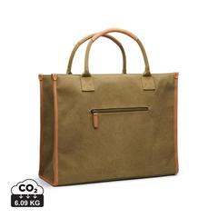 Vue VINGA Sacoche ordinateur en toile recyclée RCS Bosler de couleur vert| Krokrodeal