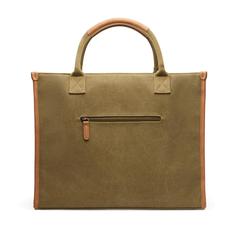 Vue VINGA Sacoche ordinateur en toile recyclée RCS Bosler de couleur vert| Krokrodeal