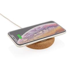 Vue Chargeur à induction 5W en liège et fibre de paille de blé de couleur vert| Krokrodeal