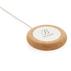 Vue Chargeur à induction 5W en liège et fibre de paille de blé de couleur vert| Krokrodeal