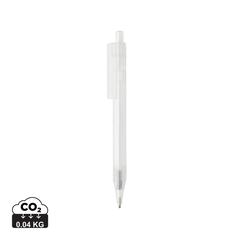 Vue Stylo transparent X8 en rPET GRS de couleur blanc| Krokrodeal