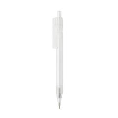 Vue Stylo transparent X8 en rPET GRS de couleur blanc| Krokrodeal