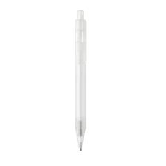 Vue Stylo transparent X8 en rPET GRS de couleur blanc| Krokrodeal