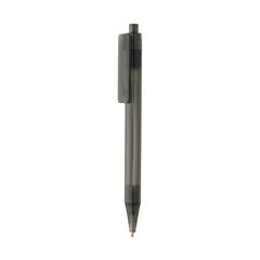 Vue Stylo transparent X8 en rPET GRS de couleur noir| Krokrodeal