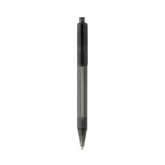 Vue Stylo transparent X8 en rPET GRS de couleur noir| Krokrodeal