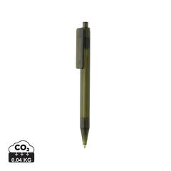 Vue Stylo transparent X8 en rPET GRS de couleur vert| Krokrodeal
