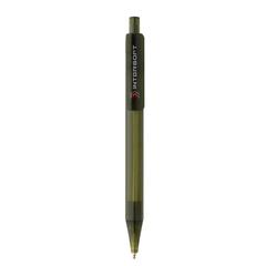 Vue Stylo transparent X8 en rPET GRS de couleur vert| Krokrodeal