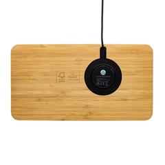 Vue Organiseur de bureau en bambou avec chargeur 10W de couleur marron| Krokrodeal