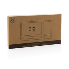Vue Organiseur de bureau en bambou avec chargeur 10W de couleur marron| Krokrodeal