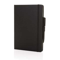 Vue Carnet de notes A5 en cuir reconstitué RCS Sam de couleur noir| Krokrodeal