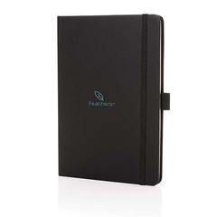 Vue Carnet de notes A5 en cuir reconstitué RCS Sam de couleur noir| Krokrodeal