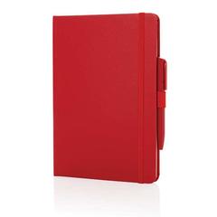 Vue Carnet de notes A5 en cuir reconstitué RCS Sam de couleur rouge| Krokrodeal