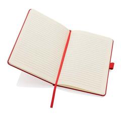 Vue Carnet de notes A5 en cuir reconstitué RCS Sam de couleur rouge| Krokrodeal