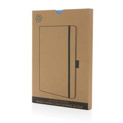 Vue Carnet de notes A5 en cuir reconstitué RCS Sam de couleur bleu| Krokrodeal