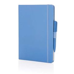 Vue Carnet de notes A5 en cuir reconstitué RCS Sam de couleur bleu| Krokrodeal