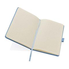 Vue Carnet de notes A5 en cuir reconstitué RCS Sam de couleur bleu| Krokrodeal