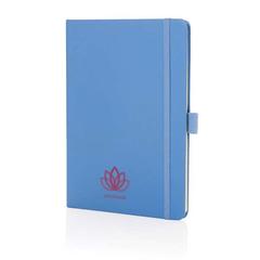 Vue Carnet de notes A5 en cuir reconstitué RCS Sam de couleur bleu| Krokrodeal