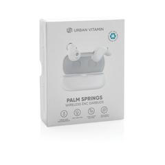Vue Ecouteurs ENC en plastique recyclé RCS Urban V Palm Springs de couleur blanc| Krokrodeal