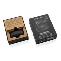 Vue Ecouteurs ENC en plastique recyclé RCS Urban V Palm Springs de couleur noir| Krokrodeal