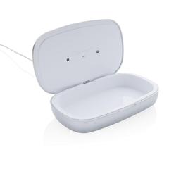 Vue Boîte de stérilisation UV-C avec chargeur sans fil 5W Rena de couleur gris| Krokrodeal