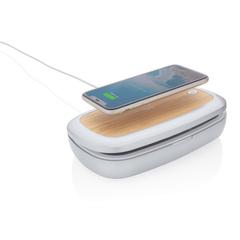 Vue Boîte de stérilisation UV-C avec chargeur sans fil 5W Rena de couleur gris| Krokrodeal