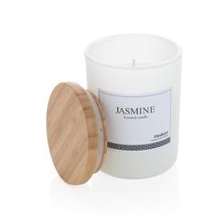 Vue Bougie parfumée avec couvercle en bambou Ukiyo de couleur blanc| Krokrodeal