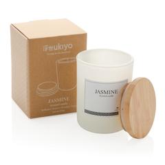 Vue Bougie parfumée avec couvercle en bambou Ukiyo de couleur blanc| Krokrodeal