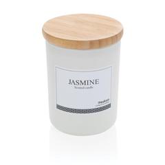 Vue Bougie parfumée avec couvercle en bambou Ukiyo de couleur blanc| Krokrodeal