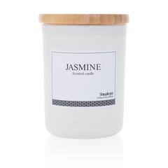 Vue Bougie parfumée avec couvercle en bambou Ukiyo de couleur blanc| Krokrodeal