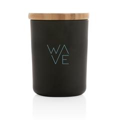 Vue Bougie parfumée avec couvercle en bambou Ukiyo de couleur noir| Krokrodeal