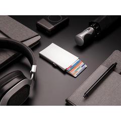 Vue Porte cartes anti-RFID en aluminium de couleur gris| Krokrodeal