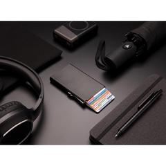Vue Porte cartes anti-RFID en aluminium de couleur noir| Krokrodeal