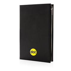 Vue Carnet de notes A5 avec poche à zip Swiss Peak de couleur noir| Krokrodeal