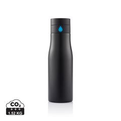 Vue Bouteille de suivi d'hydratation Aqua de couleur bleu| Krokrodeal