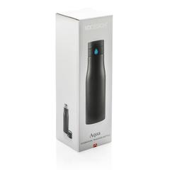 Vue Bouteille de suivi d'hydratation Aqua de couleur bleu| Krokrodeal