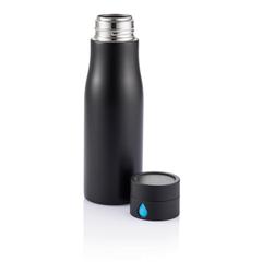 Vue Bouteille de suivi d'hydratation Aqua de couleur bleu| Krokrodeal