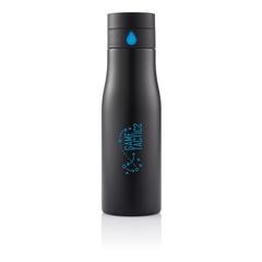 Vue Bouteille de suivi d'hydratation Aqua de couleur bleu| Krokrodeal
