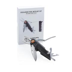 Vue Outil multifonctions avec jeu d'embouts Excalibur de couleur noir| Krokrodeal